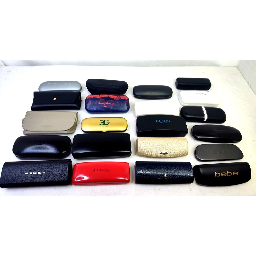 Lot of 21 Designer Eyeglass Sunglass Cases Burberry, Ralph Lauren , Coach, etc
